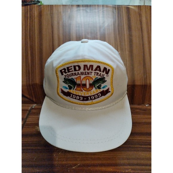 K- Products Other - Vintage 1990’s RED MAN Patch Fishing Tournament White Snap Back Trucker Hat